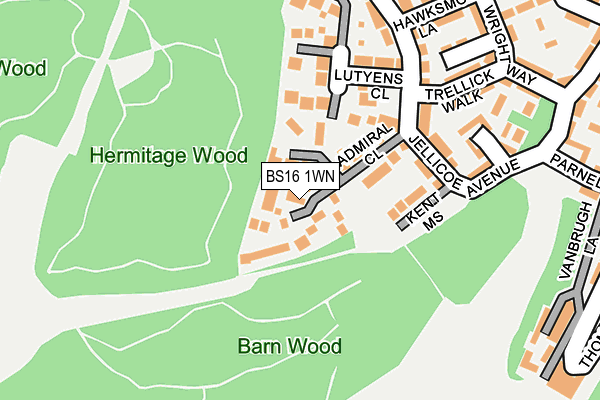 BS16 1WN map - OS OpenMap – Local (Ordnance Survey)