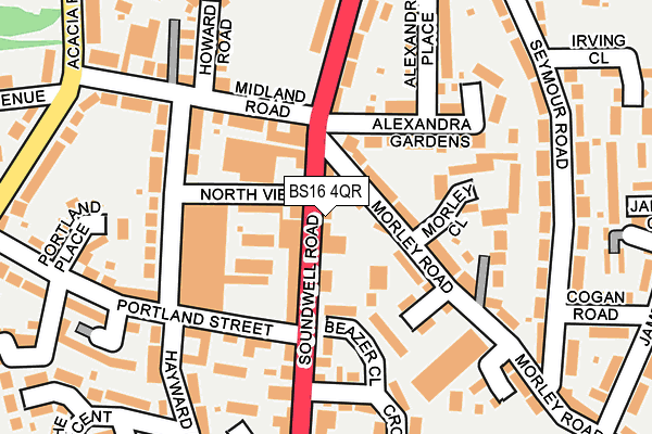 BS16 4QR map - OS OpenMap – Local (Ordnance Survey) BS16 4QR map - OS OpenMap – Local (Ordnance Survey)