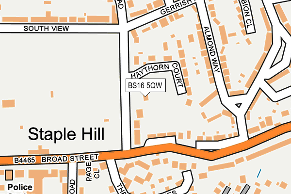 BS16 5QW map - OS OpenMap – Local (Ordnance Survey)