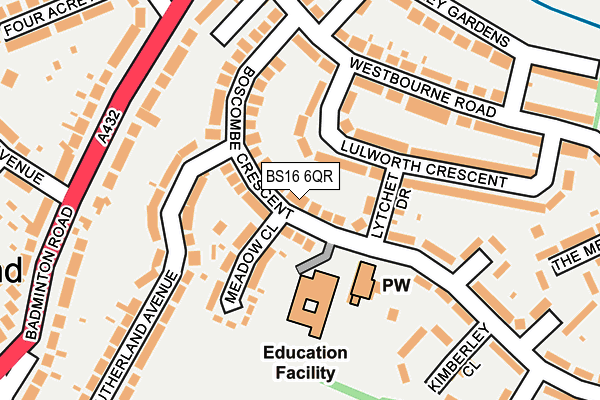 BS16 6QR map - OS OpenMap – Local (Ordnance Survey)