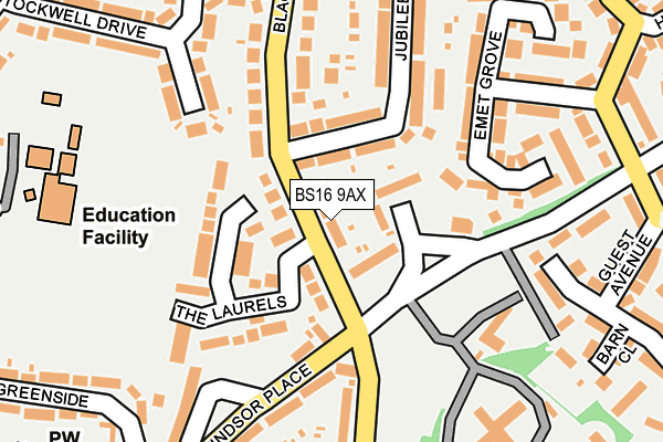 BS16 9AX map - OS OpenMap – Local (Ordnance Survey) BS16 9AX map - OS OpenMap – Local (Ordnance Survey)