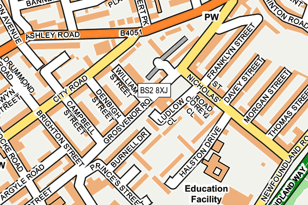 BS2 8XJ map - OS OpenMap – Local (Ordnance Survey) BS2 8XJ map - OS OpenMap – Local (Ordnance Survey)