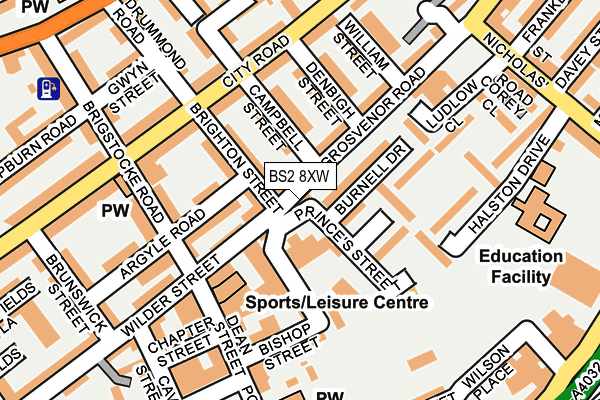 BS2 8XW map - OS OpenMap – Local (Ordnance Survey) BS2 8XW map - OS OpenMap – Local (Ordnance Survey)