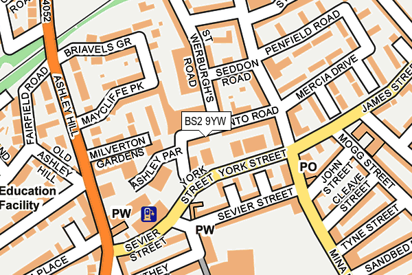 BS2 9YW map - OS OpenMap – Local (Ordnance Survey) BS2 9YW map - OS OpenMap – Local (Ordnance Survey)