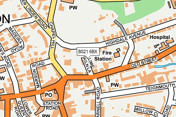 BS21 6BX map - OS OpenMap – Local (Ordnance Survey)