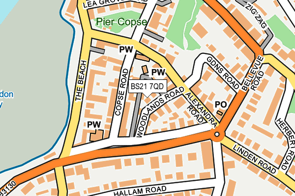 BS21 7QD map - OS OpenMap – Local (Ordnance Survey) BS21 7QD map - OS OpenMap – Local (Ordnance Survey)