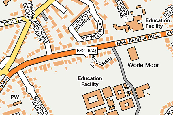 BS22 6AQ map - OS OpenMap – Local (Ordnance Survey) BS22 6AQ map - OS OpenMap – Local (Ordnance Survey)