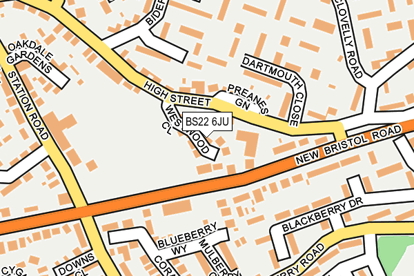 BS22 6JU map - OS OpenMap – Local (Ordnance Survey)