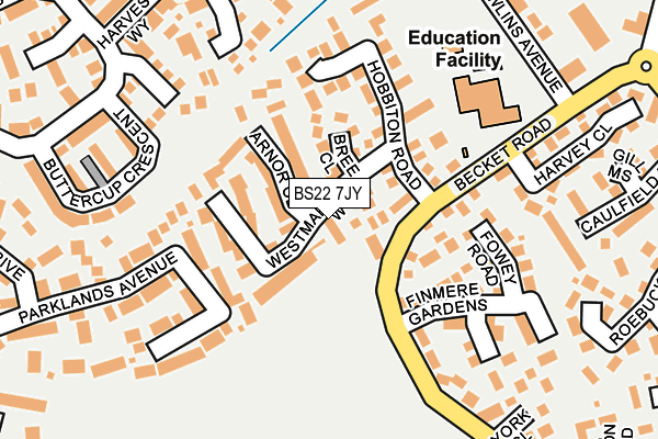 BS22 7JY map - OS OpenMap – Local (Ordnance Survey) BS22 7JY map - OS OpenMap – Local (Ordnance Survey)