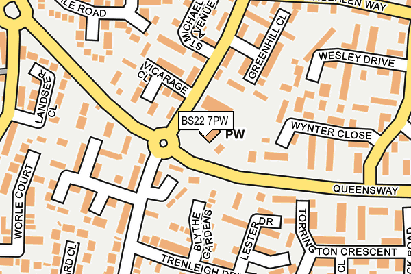 BS22 7PW map - OS OpenMap – Local (Ordnance Survey) BS22 7PW map - OS OpenMap – Local (Ordnance Survey)