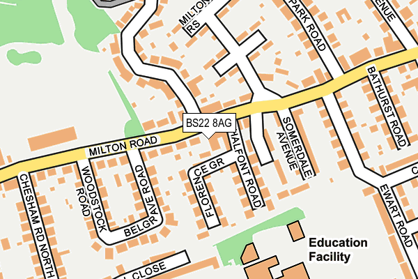 BS22 8AG map - OS OpenMap – Local (Ordnance Survey) BS22 8AG map - OS OpenMap – Local (Ordnance Survey)