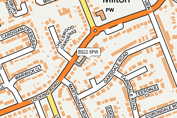 BS22 8PW map - OS OpenMap – Local (Ordnance Survey) BS22 8PW map - OS OpenMap – Local (Ordnance Survey)