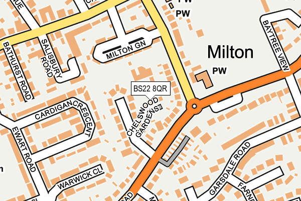 BS22 8QR map - OS OpenMap – Local (Ordnance Survey) BS22 8QR map - OS OpenMap – Local (Ordnance Survey)
