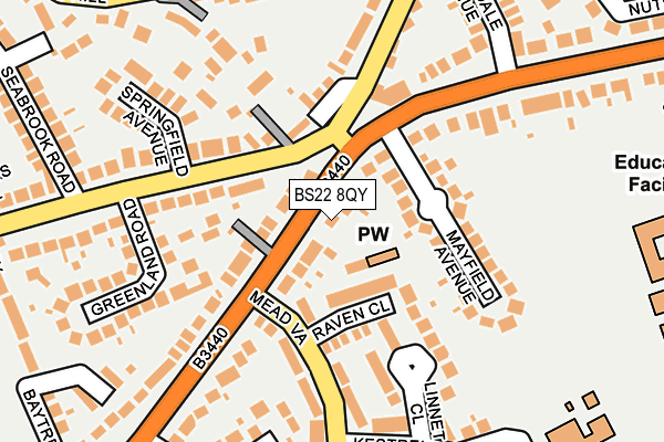 BS22 8QY map - OS OpenMap – Local (Ordnance Survey) BS22 8QY map - OS OpenMap – Local (Ordnance Survey)