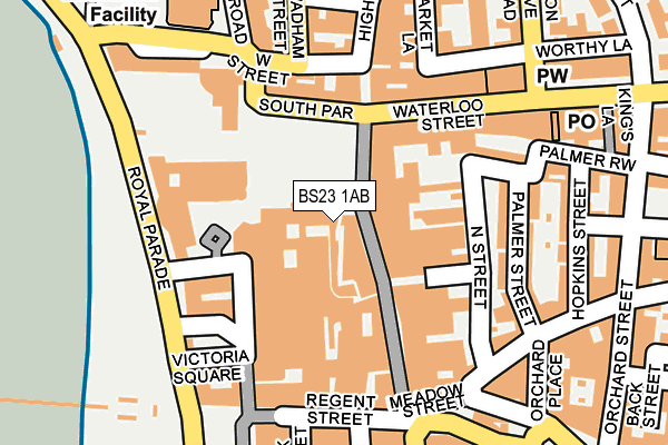 BS23 1AB map - OS OpenMap – Local (Ordnance Survey) BS23 1AB map - OS OpenMap – Local (Ordnance Survey)