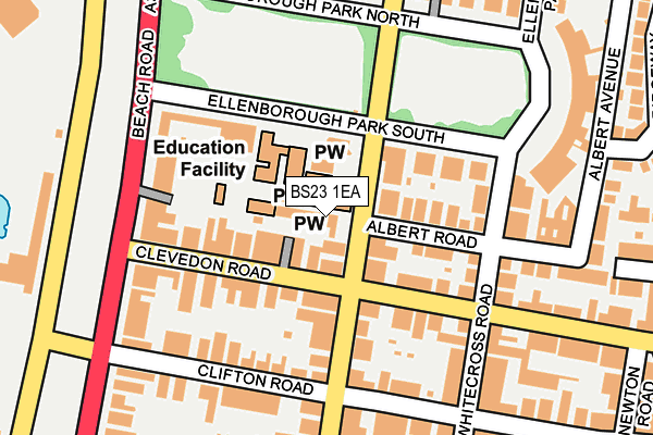 BS23 1EA map - OS OpenMap – Local (Ordnance Survey) BS23 1EA map - OS OpenMap – Local (Ordnance Survey)