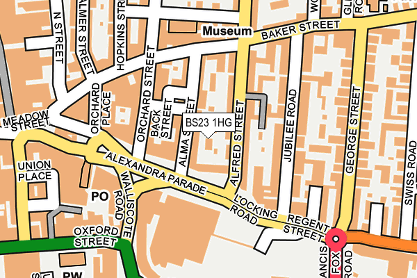 BS23 1HG map - OS OpenMap – Local (Ordnance Survey) BS23 1HG map - OS OpenMap – Local (Ordnance Survey)