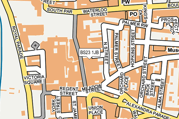 BS23 1JB map - OS OpenMap – Local (Ordnance Survey) BS23 1JB map - OS OpenMap – Local (Ordnance Survey)