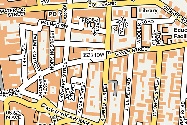 BS23 1QW map - OS OpenMap – Local (Ordnance Survey) BS23 1QW map - OS OpenMap – Local (Ordnance Survey)