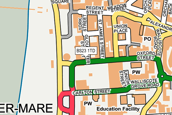 BS23 1TD map - OS OpenMap – Local (Ordnance Survey) BS23 1TD map - OS OpenMap – Local (Ordnance Survey)