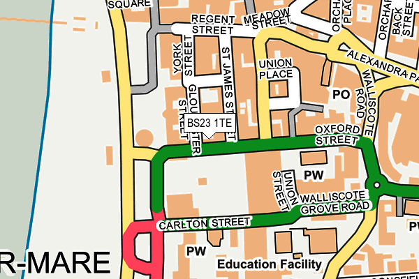 BS23 1TE map - OS OpenMap – Local (Ordnance Survey) BS23 1TE map - OS OpenMap – Local (Ordnance Survey)