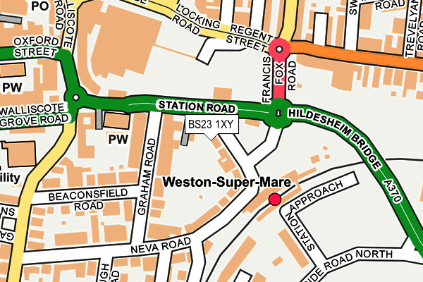 BS23 1XY map - OS OpenMap – Local (Ordnance Survey) BS23 1XY map - OS OpenMap – Local (Ordnance Survey)