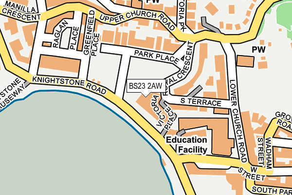BS23 2AW map - OS OpenMap – Local (Ordnance Survey) BS23 2AW map - OS OpenMap – Local (Ordnance Survey)