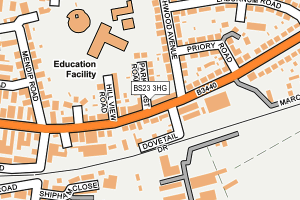 BS23 3HG map - OS OpenMap – Local (Ordnance Survey) BS23 3HG map - OS OpenMap – Local (Ordnance Survey)