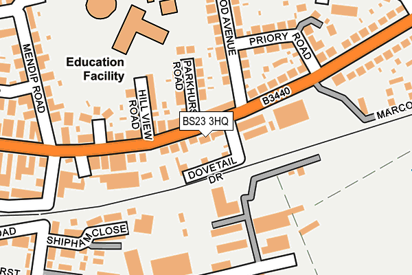 BS23 3HQ map - OS OpenMap – Local (Ordnance Survey) BS23 3HQ map - OS OpenMap – Local (Ordnance Survey)