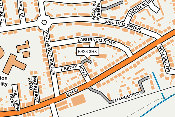 BS23 3HX map - OS OpenMap – Local (Ordnance Survey) BS23 3HX map - OS OpenMap – Local (Ordnance Survey)