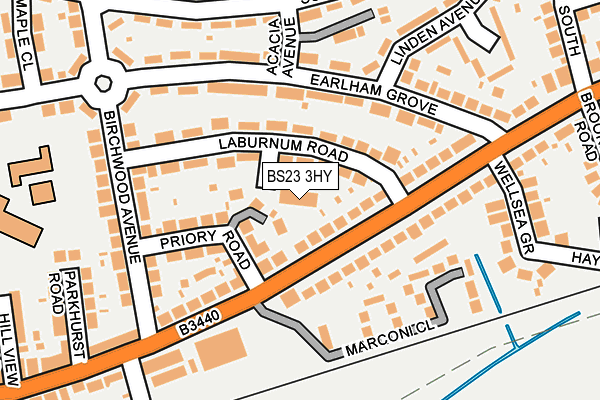 BS23 3HY map - OS OpenMap – Local (Ordnance Survey) BS23 3HY map - OS OpenMap – Local (Ordnance Survey)