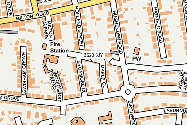 BS23 3JY map - OS OpenMap – Local (Ordnance Survey) BS23 3JY map - OS OpenMap – Local (Ordnance Survey)