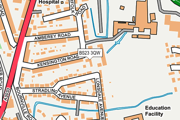 BS23 3QW map - OS OpenMap – Local (Ordnance Survey) BS23 3QW map - OS OpenMap – Local (Ordnance Survey)