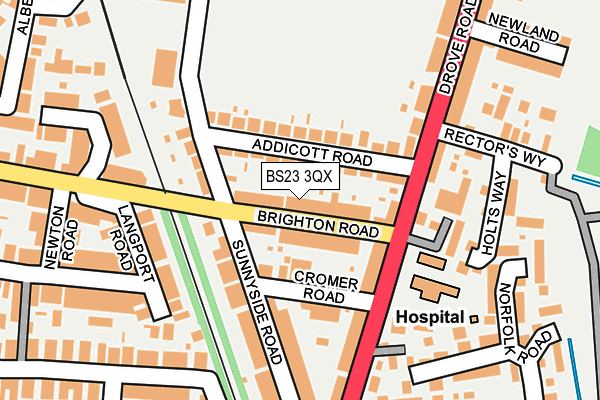 BS23 3QX map - OS OpenMap – Local (Ordnance Survey) BS23 3QX map - OS OpenMap – Local (Ordnance Survey)