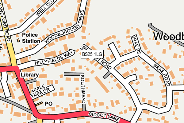 BS25 1LG map - OS OpenMap – Local (Ordnance Survey) BS25 1LG map - OS OpenMap – Local (Ordnance Survey)