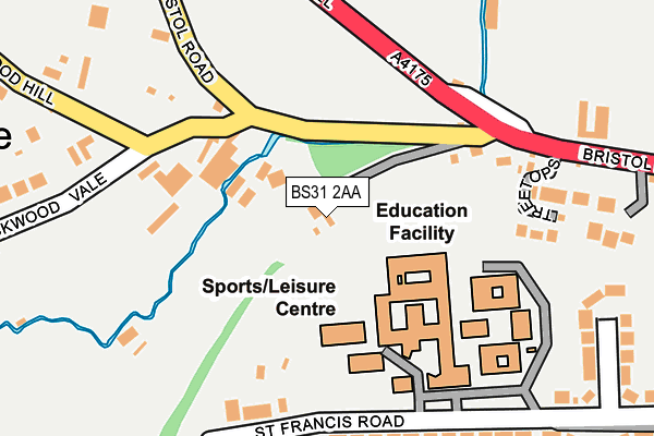 BS31 2AA map - OS OpenMap – Local (Ordnance Survey) BS31 2AA map - OS OpenMap – Local (Ordnance Survey)