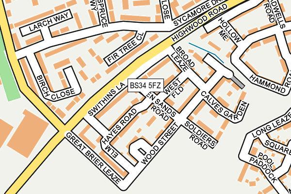 BS34 5FZ map - OS OpenMap – Local (Ordnance Survey) BS34 5FZ map - OS OpenMap – Local (Ordnance Survey)