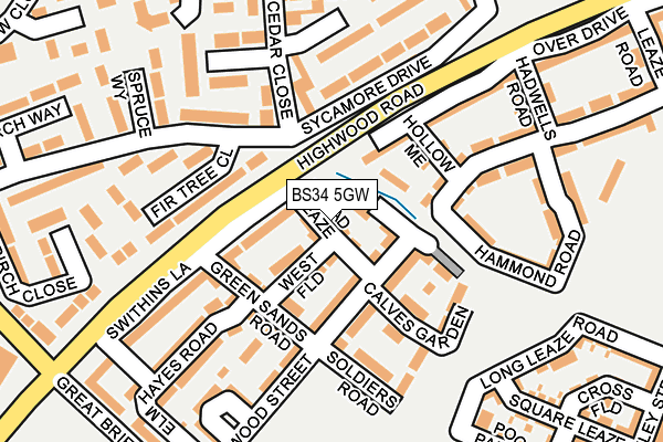 BS34 5GW map - OS OpenMap – Local (Ordnance Survey) BS34 5GW map - OS OpenMap – Local (Ordnance Survey)