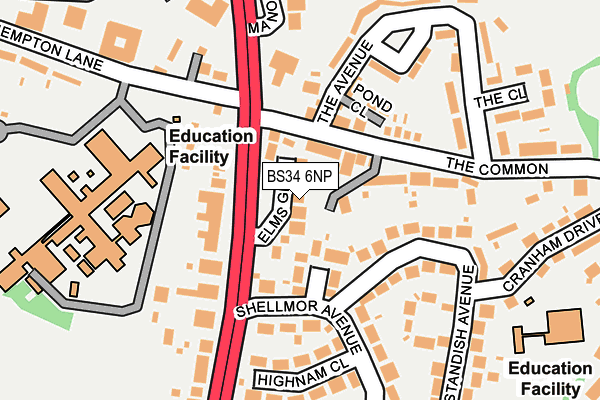 BS34 6NP map - OS OpenMap – Local (Ordnance Survey)