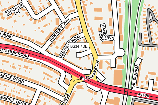 BS34 7DE map - OS OpenMap – Local (Ordnance Survey) BS34 7DE map - OS OpenMap – Local (Ordnance Survey)