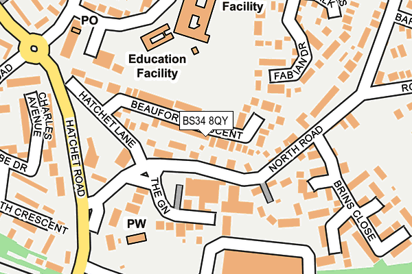 BS34 8QY map - OS OpenMap – Local (Ordnance Survey)