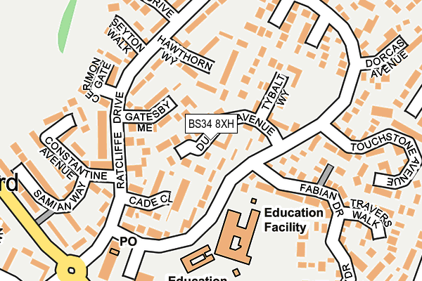 BS34 8XH map - OS OpenMap – Local (Ordnance Survey)