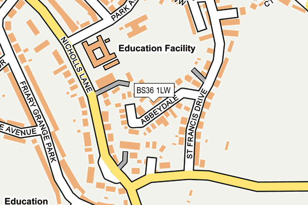 BS36 1LW map - OS OpenMap – Local (Ordnance Survey) BS36 1LW map - OS OpenMap – Local (Ordnance Survey)