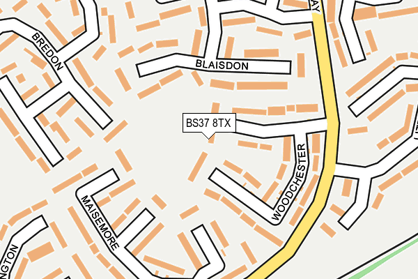 BS37 8TX map - OS OpenMap – Local (Ordnance Survey) BS37 8TX map - OS OpenMap – Local (Ordnance Survey)