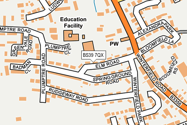 BS39 7QX map - OS OpenMap – Local (Ordnance Survey)