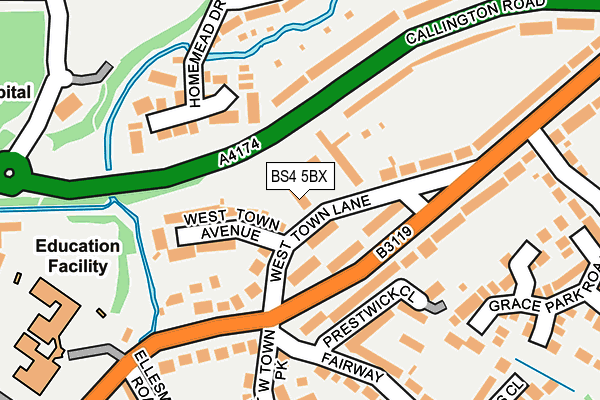 BS4 5BX map - OS OpenMap – Local (Ordnance Survey) BS4 5BX map - OS OpenMap – Local (Ordnance Survey)