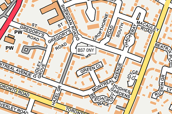 BS7 0NY map - OS OpenMap – Local (Ordnance Survey) BS7 0NY map - OS OpenMap – Local (Ordnance Survey)