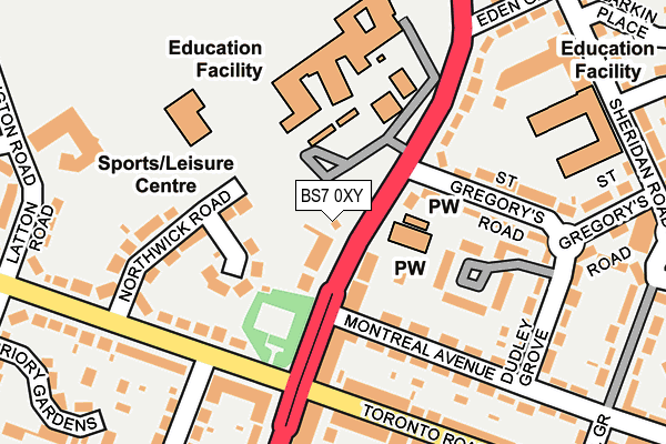 BS7 0XY map - OS OpenMap – Local (Ordnance Survey) BS7 0XY map - OS OpenMap – Local (Ordnance Survey)