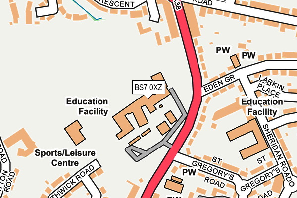 BS7 0XZ map - OS OpenMap – Local (Ordnance Survey)