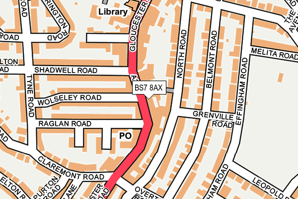 BS7 8AX map - OS OpenMap – Local (Ordnance Survey) BS7 8AX map - OS OpenMap – Local (Ordnance Survey)